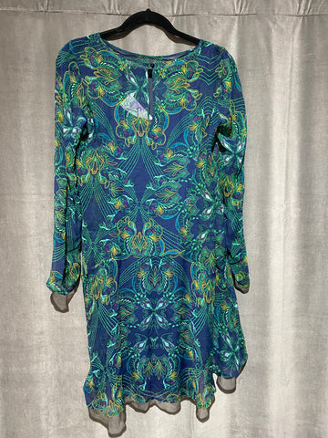 Ella Moss Long Sleeve Printed Sheer Mini Dress