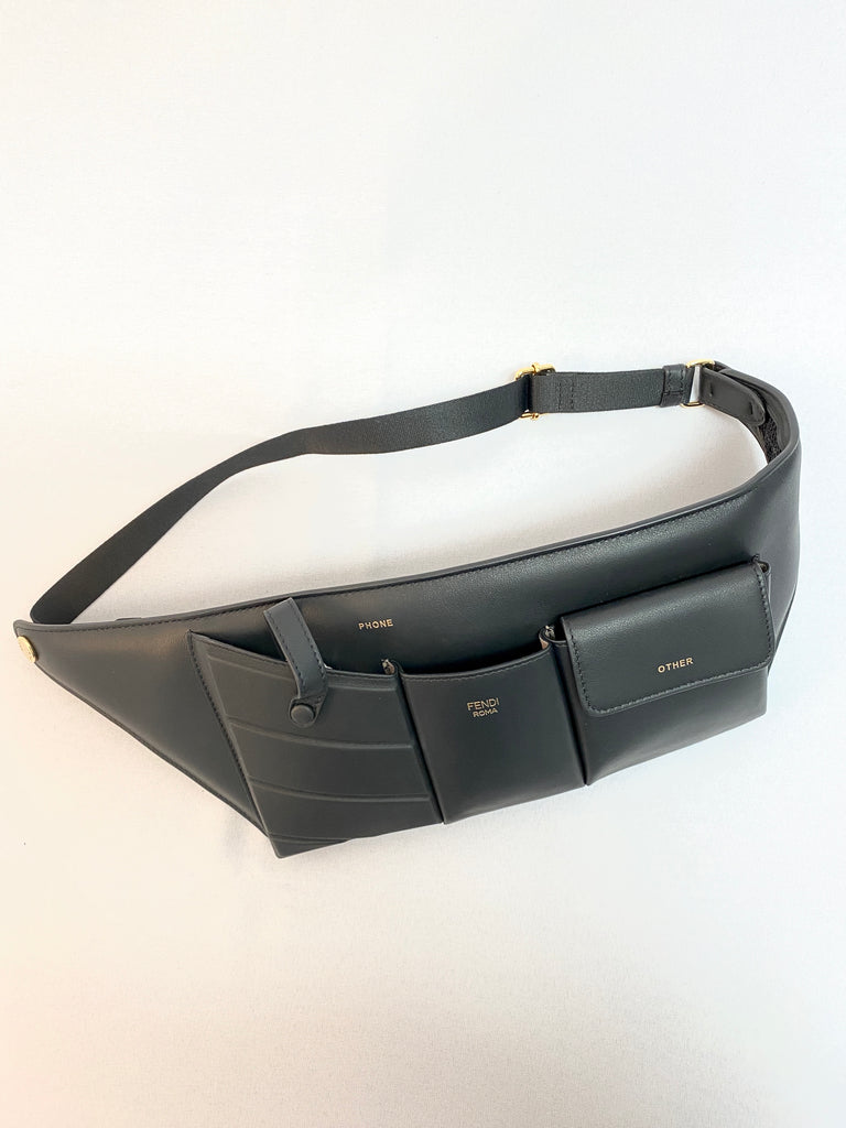 Fendi Roma Black Leather Belt Bag