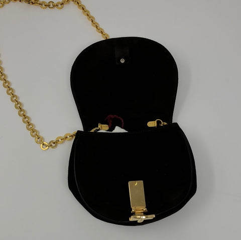 Vintage: Ferragamo Brown Suede Flap Mini Bag with Gold Hardware