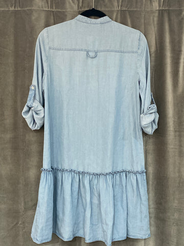 zara frilled denim dress Zara denim dress , Frill detail and long