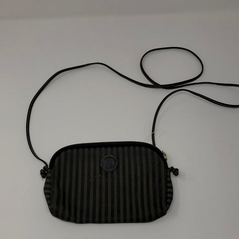 Vintage: Fendi Pequin Stripe Crossbody Bag with Brown Leather Strap
