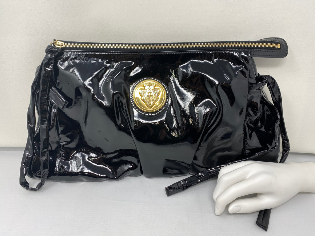 Gucci Black Patent Leather Oversized Clutch