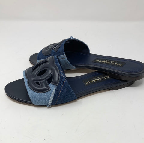 Dolce & Gabbana Denim Two Tone and Navy Leather Sandal
