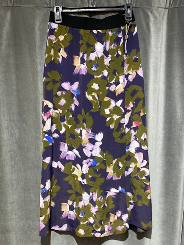 Dorothee Schumacher Purple Floral Painted Slit Maxi Skirt