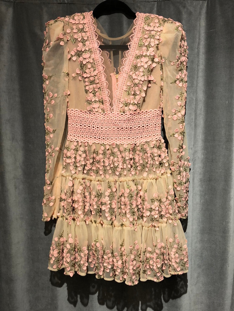 BRONX & BANCO Long Sleeve Pink and Sheer Layered Dress – The Hangout