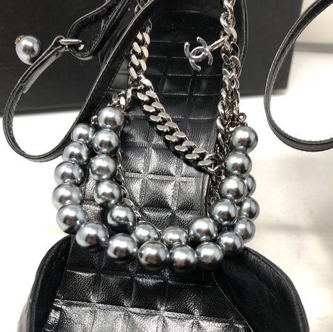 Chanel Shoe with Grey Pearl Anklet