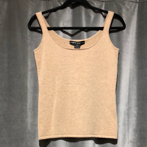 Ralph Lauren Tan 100% Cashmere Tank Top