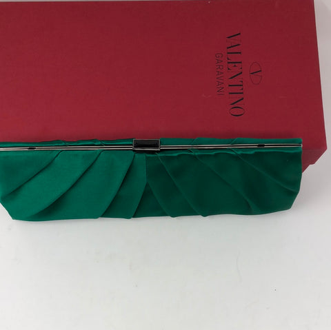 Valentino Emerald Green Satin Clutch