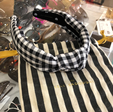 Lele Sadoughi Black and White Gingham Headband