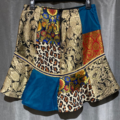 Alice + Olivia Multi Fabric Bottom Flare Skirt