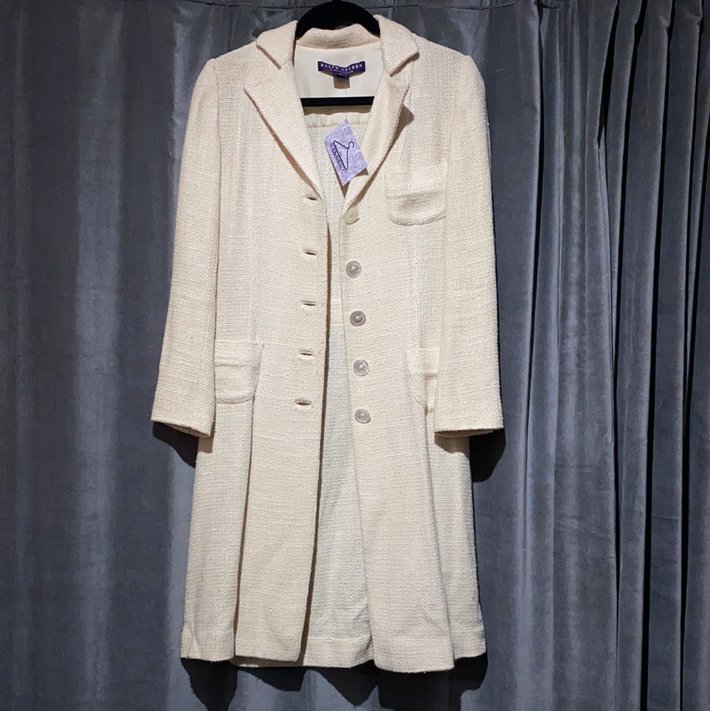 Ralph Lauren Ivory Collared Long Coat