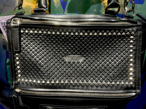 Givenchy Pandora Medium Silver and Black Studded Bag
