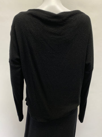Michael Lauren Boatneck Black Ribbed Sweater