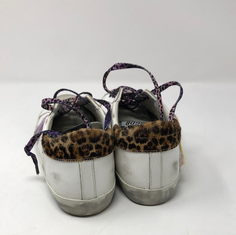 Golden Goose Super Star White leather Sneaker with Leopard Back