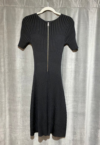 Sachin & Babi Black Short Sleeve Knit Flare Midi Dress