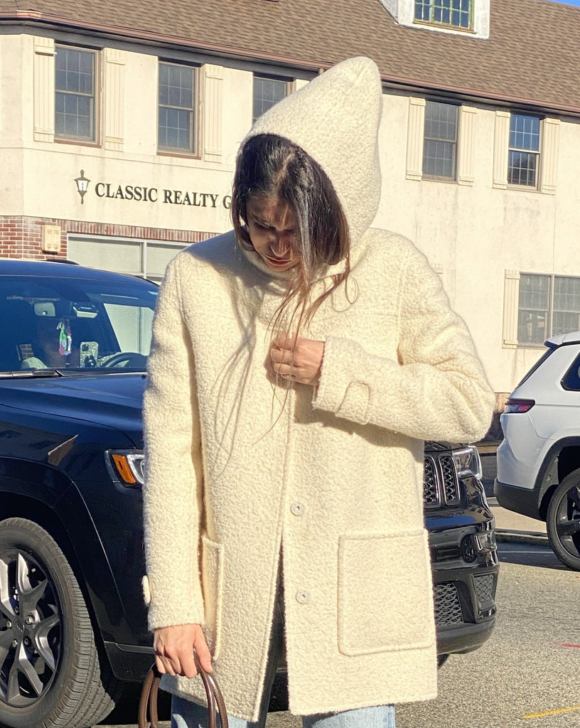 Oscar de la Renta Hooded Cream Coat