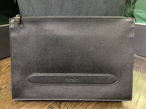 Coach Black Leather Top Zip Large Wristlet