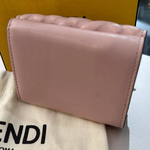 FENDI Pink Foldable Embossed Wallet