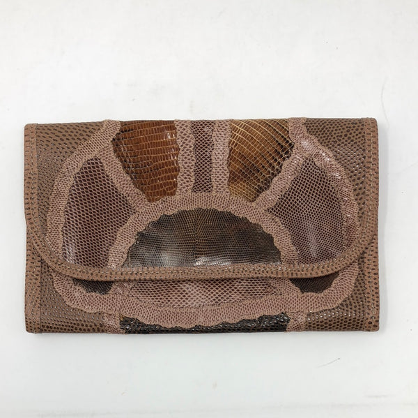 Vintage: Carlos Falchi Mini Falp Exotic Snakeskin Browns Clutch