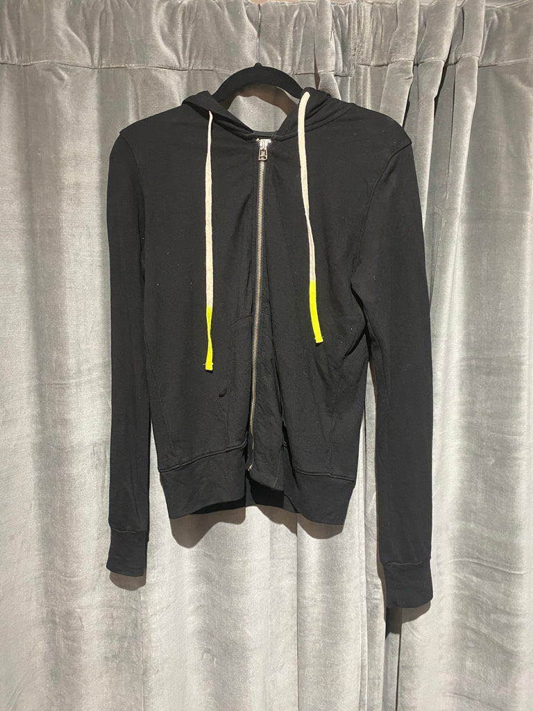 Sundry Black Zip-Up Sweatshirt with NeonYellow Laces