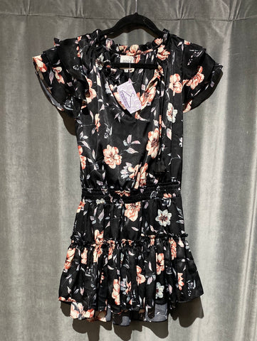 MISA Navy Elsatic Off the Shoulder Ruffle Mini Dress with 3/4