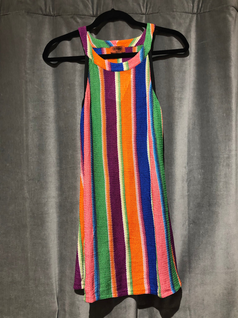 Missoni Rainbow Stripped Halter Neck Mini Cover Up Dress