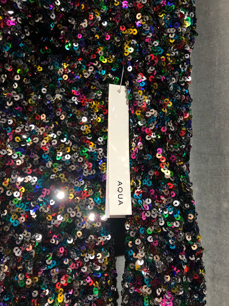 Aqua Long Sleeve Rainbow Sequin Dress The Hangout Aqua Long Sleeve Rainbow Sequin Dress The Hangout