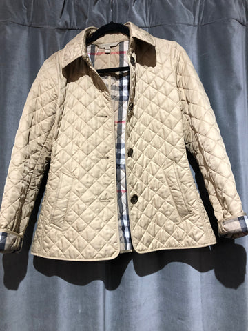 BURBERRY BRIT Tan Quilted Button Jacket