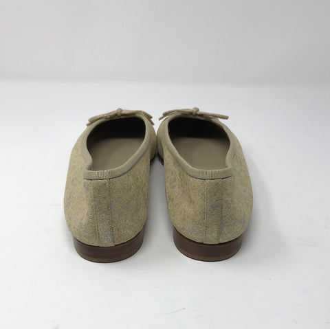 Chanel Gold Distressed Leather Ballenrina Flat with CC toe Detail and Bow