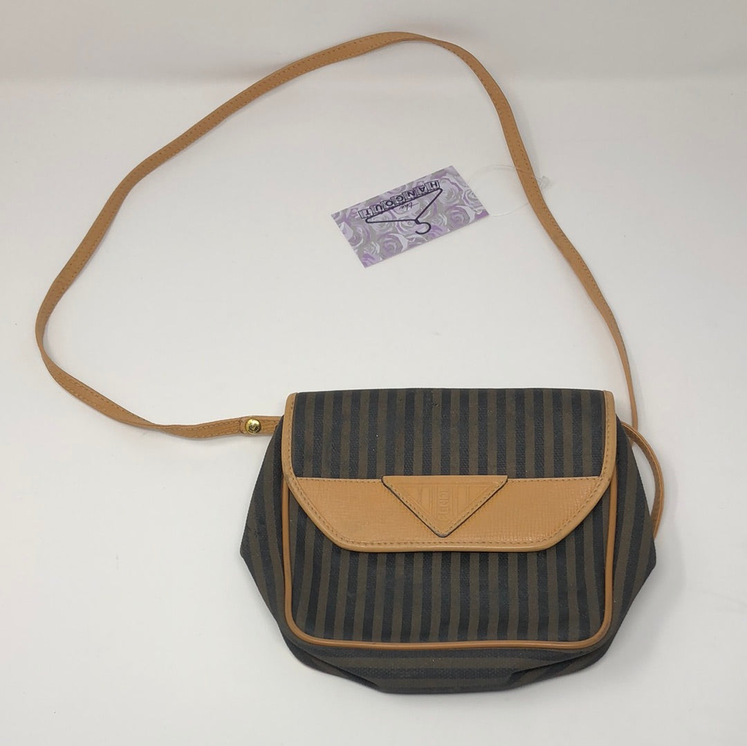 Vintage FENDI Brown/ Mahogany Stripe Flap Crossbody Bag – ClosetsNYC