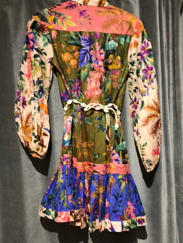 Zimmermann Long Sleeve 'TROPICANA' Print Mini Dress