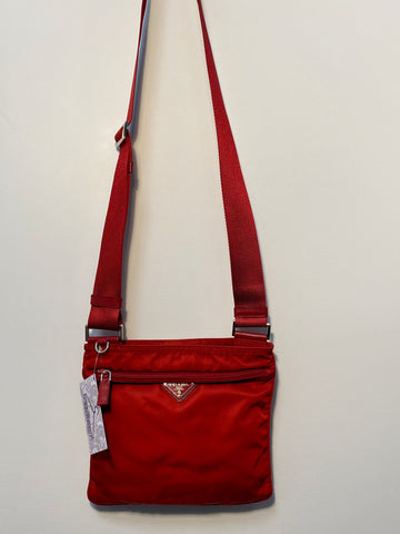 Vintage: Prada Red Nylon Cross body Bag