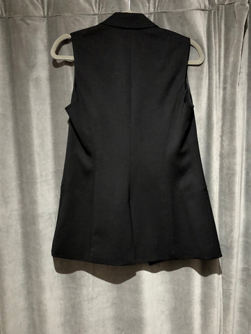 Theory Black Virgin Wool Collared Vest