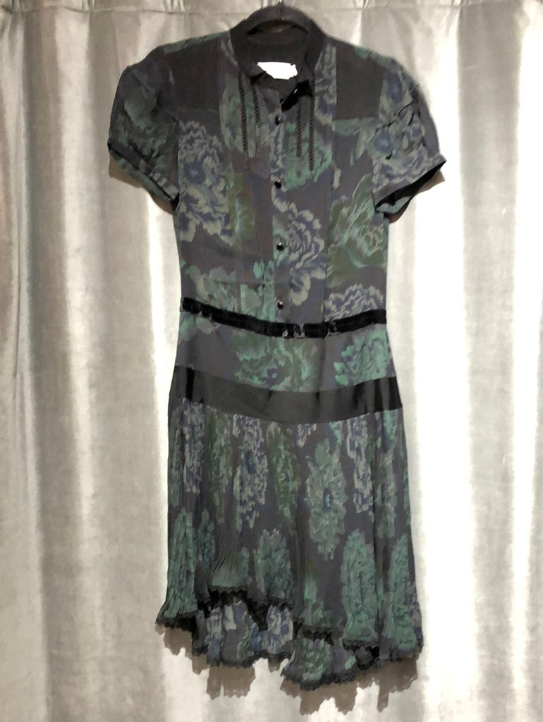 COACH X KAFFE Mock Collar Short Sleeve FASSETT Pleated Bottom Dress
