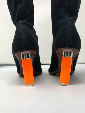 Himlen Centrum undersøgelse VETEMENTS Black Sock Ankle Boots Polumide Black Booties with Neon Oran –  The Hangout