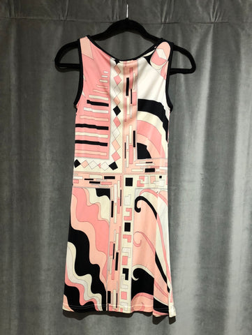 Vintage: Julie Brown Sleeveless Pink, Black and White SILK Mini Dress