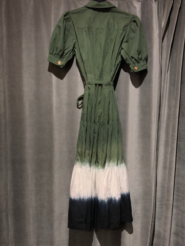 Derek Lam Crosby Green Short Sleeve Collared Maxi Dress