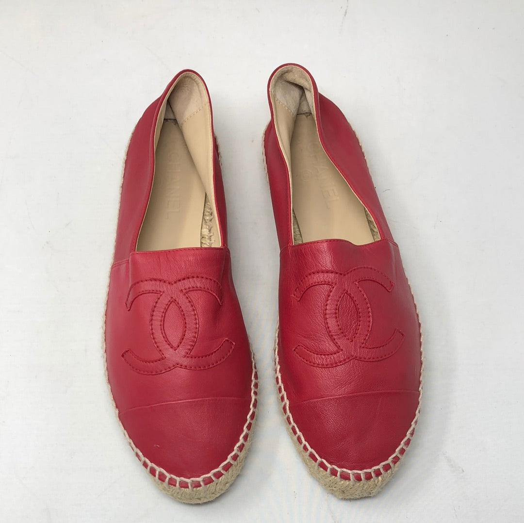 Leather espadrilles Chanel Red size 37 EU in Leather - 31685599