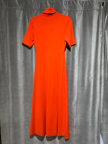 ALC Orange Short Sleeve Knit Slit Front Caplan Dress