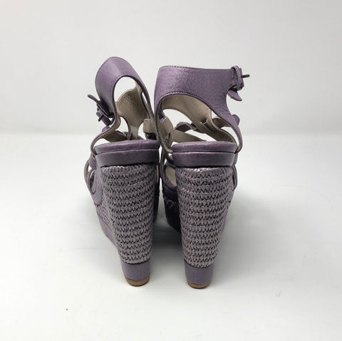 Balenciaga Lavender Leather and Wicker espadrille Wedge