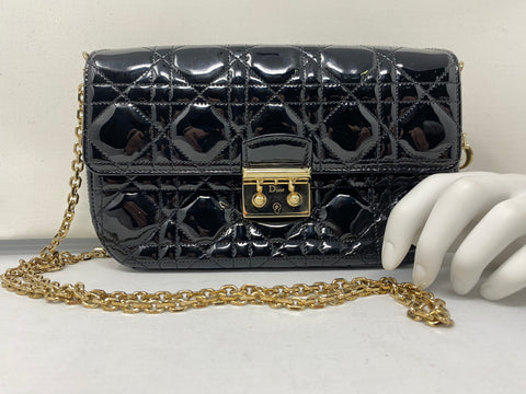 Vintage: Miss Dior Promenade Patent Leather Crossbody Bag with Gold Link DIOR Chain