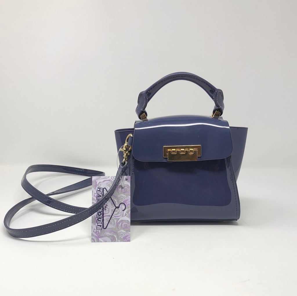 Zac Posen Dark Periwinkle Plastic Mini Crossbody bag with Gold hardware