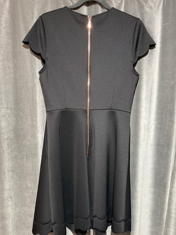 Ted Baker Black Fit and Flair Scalloped Edge Dress