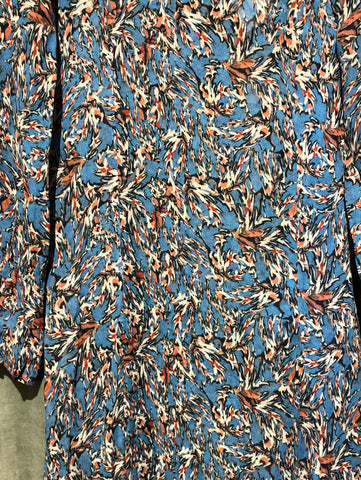 IRO Blue Long Sleeve Floral Midi Dress