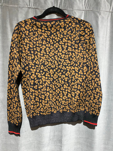 Scotch & Soda Crew Neck Leopard Print Sweater with Sparkle