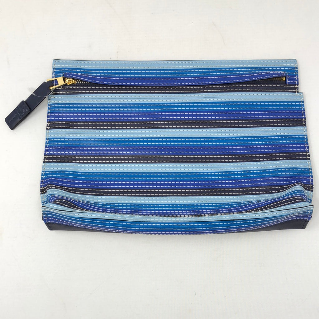 Loewe Blue Leather Striped T-Pouch Clutch