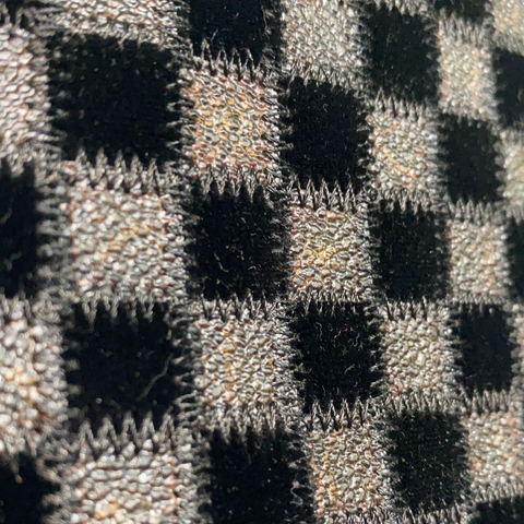 Etro Black Velvet and Leather Mini Checkerboard Top Zip Tote Bag