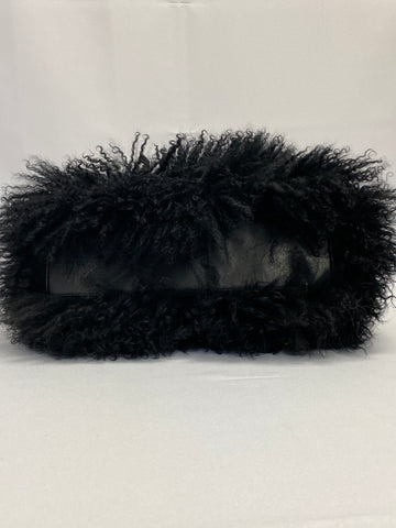 Michael Kors Margo Frame Mongolian black Fur Satchel