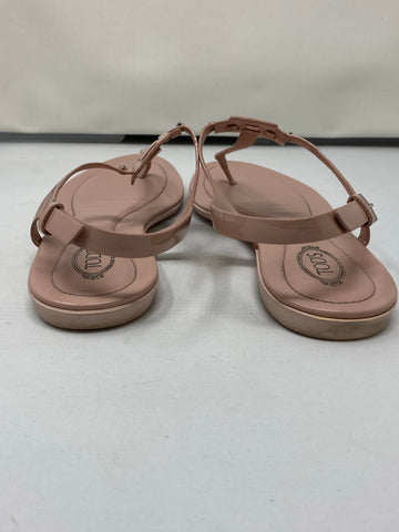 TOD'S Blush Patent Leather Toe thong Sandal with Ankle Closure