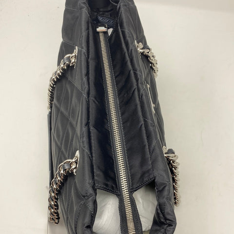 Prada Nylon Quilted Top Handle Bag with Silver Hardware